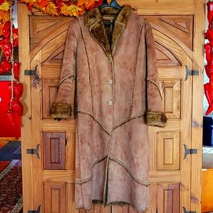 Leather and faux fur duster